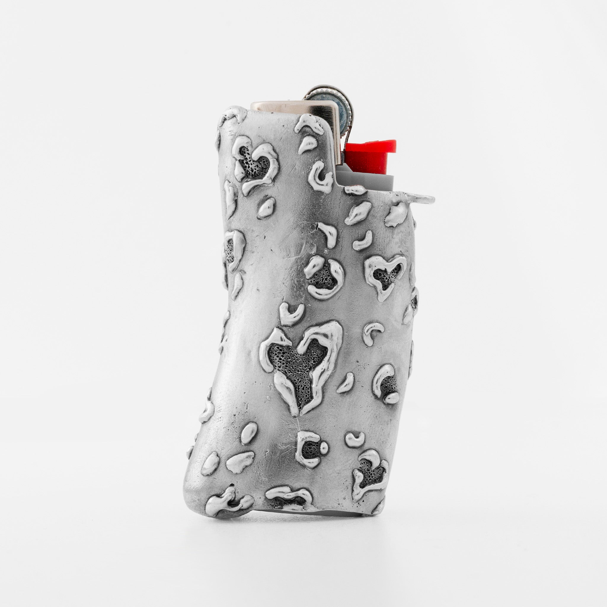 Heart-Shaped Cheetah Print Lighter Case